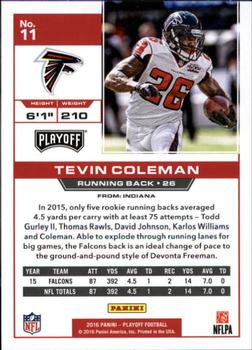 2016 Panini Playoff #11 Tevin Coleman Back