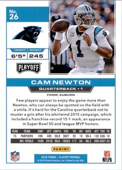 2016 Panini Playoff #26 Cam Newton Back