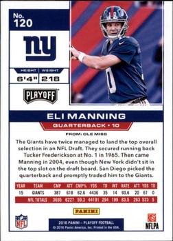 2016 Panini Playoff #120 Eli Manning Back