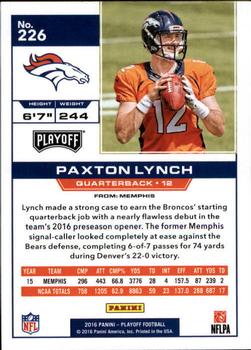 2016 Panini Playoff #226 Paxton Lynch Back