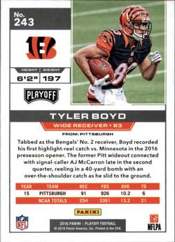2016 Panini Playoff #243 Tyler Boyd Back