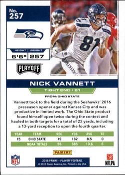 2016 Panini Playoff #257 Nick Vannett Back