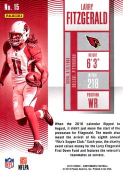 2016 Panini Contenders #15 Larry Fitzgerald Back