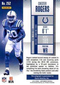 2016 Panini Contenders #252 Chester Rogers Back