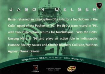 1998 Playoff Unsung Heroes #12 Jason Belser Back