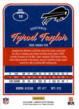 2016 Donruss Optic #10 Tyrod Taylor Back