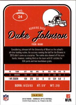 2016 Donruss Optic #24 Duke Johnson Back