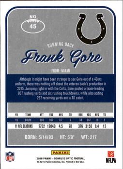 2016 Donruss Optic #45 Frank Gore Back