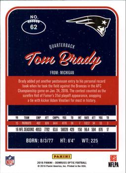 2016 Donruss Optic #62 Tom Brady Back