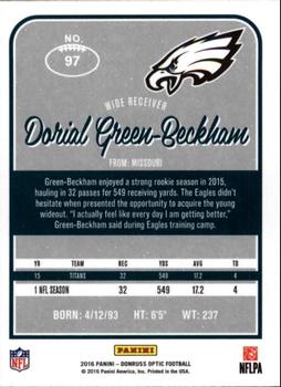 2016 Donruss Optic #97 Dorial Green-Beckham Back