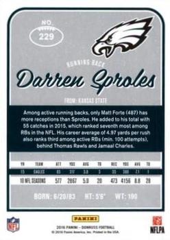 2016 Donruss - Press Proofs Black #229 Darren Sproles Back