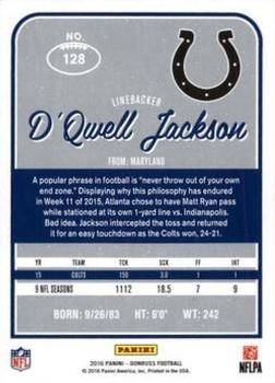 2016 Donruss - Press Proofs Gold #128 D'Qwell Jackson Back