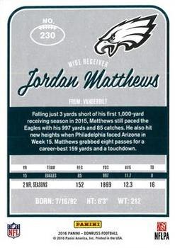 2016 Donruss - Press Proofs Gold #230 Jordan Matthews Back