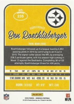 2016 Donruss - Press Proofs Gold #235 Ben Roethlisberger Back