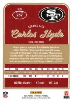 2016 Donruss - Press Proofs Gold #257 Carlos Hyde Back