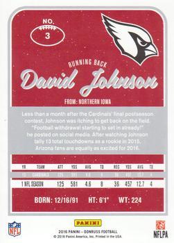 2016 Donruss - Stat Line Season #3 David Johnson Back