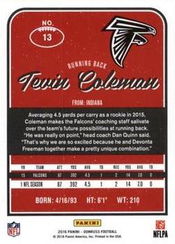 2016 Donruss - Stat Line Season #13 Tevin Coleman Back