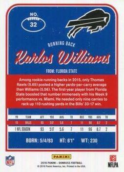 2016 Donruss - Stat Line Season #32 Karlos Williams Back