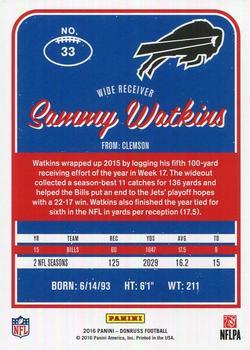 2016 Donruss - Stat Line Season #33 Sammy Watkins Back