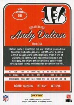 2016 Donruss - Stat Line Season #58 Andy Dalton Back