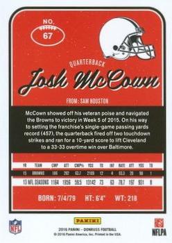 2016 Donruss - Stat Line Season #67 Josh McCown Back