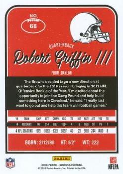 2016 Donruss - Stat Line Season #68 Robert Griffin III Back