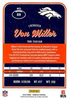 2016 Donruss - Stat Line Season #89 Von Miller Back