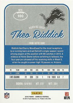 2016 Donruss - Stat Line Season #100 Theo Riddick Back