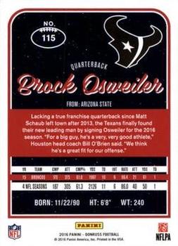 2016 Donruss - Stat Line Season #115 Brock Osweiler Back