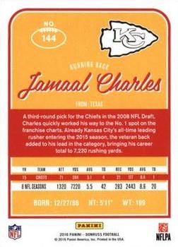 2016 Donruss - Stat Line Season #144 Jamaal Charles Back