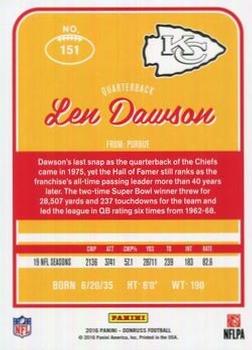 2016 Donruss - Stat Line Season #151 Len Dawson Back
