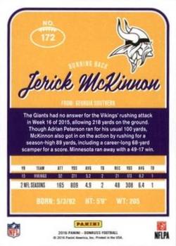 2016 Donruss - Stat Line Season #172 Jerick McKinnon Back