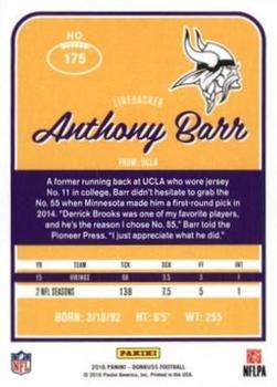 2016 Donruss - Stat Line Season #175 Anthony Barr Back