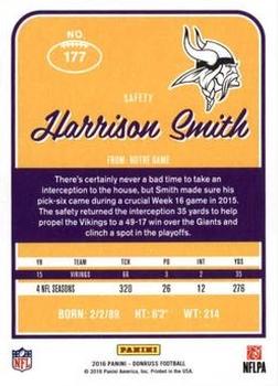2016 Donruss - Stat Line Season #177 Harrison Smith Back