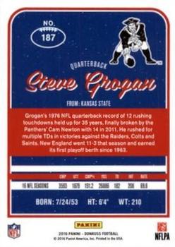 2016 Donruss - Stat Line Season #187 Steve Grogan Back