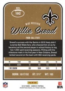 2016 Donruss - Stat Line Season #192 Willie Snead Back