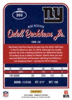 2016 Donruss - Stat Line Season #203 Odell Beckham Jr. Back