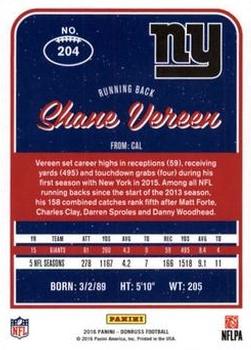 2016 Donruss - Stat Line Season #204 Shane Vereen Back