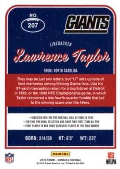 2016 Donruss - Stat Line Season #207 Lawrence Taylor Back