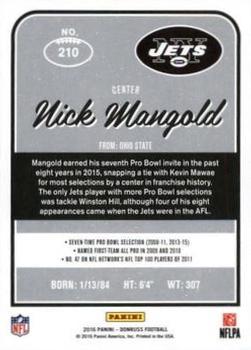 2016 Donruss - Stat Line Season #210 Nick Mangold Back