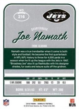 2016 Donruss - Stat Line Season #216 Joe Namath Back