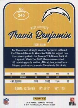 2016 Donruss - Stat Line Season #245 Travis Benjamin Back