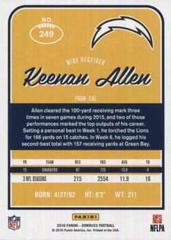 2016 Donruss - Stat Line Season #249 Keenan Allen Back
