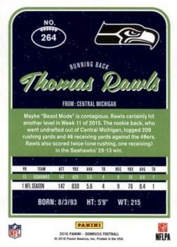 2016 Donruss - Stat Line Season #264 Thomas Rawls Back
