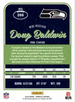2016 Donruss - Stat Line Season #266 Doug Baldwin Back
