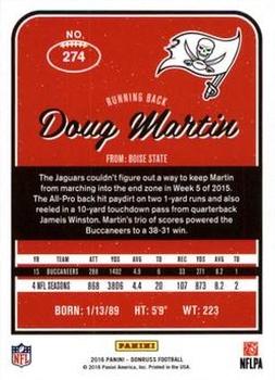 2016 Donruss - Stat Line Season #274 Doug Martin Back