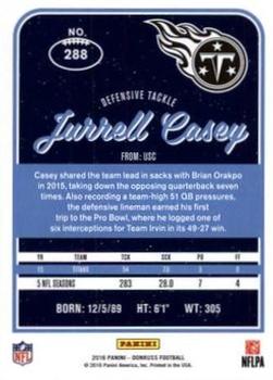 2016 Donruss - Stat Line Season #288 Jurrell Casey Back