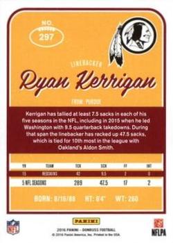 2016 Donruss - Stat Line Season #297 Ryan Kerrigan Back
