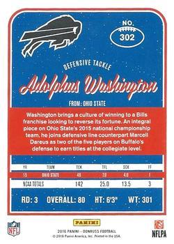 2016 Donruss - Stat Line Season #302 Adolphus Washington Back