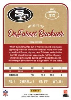 2016 Donruss - Stat Line Season #312 DeForest Buckner Back